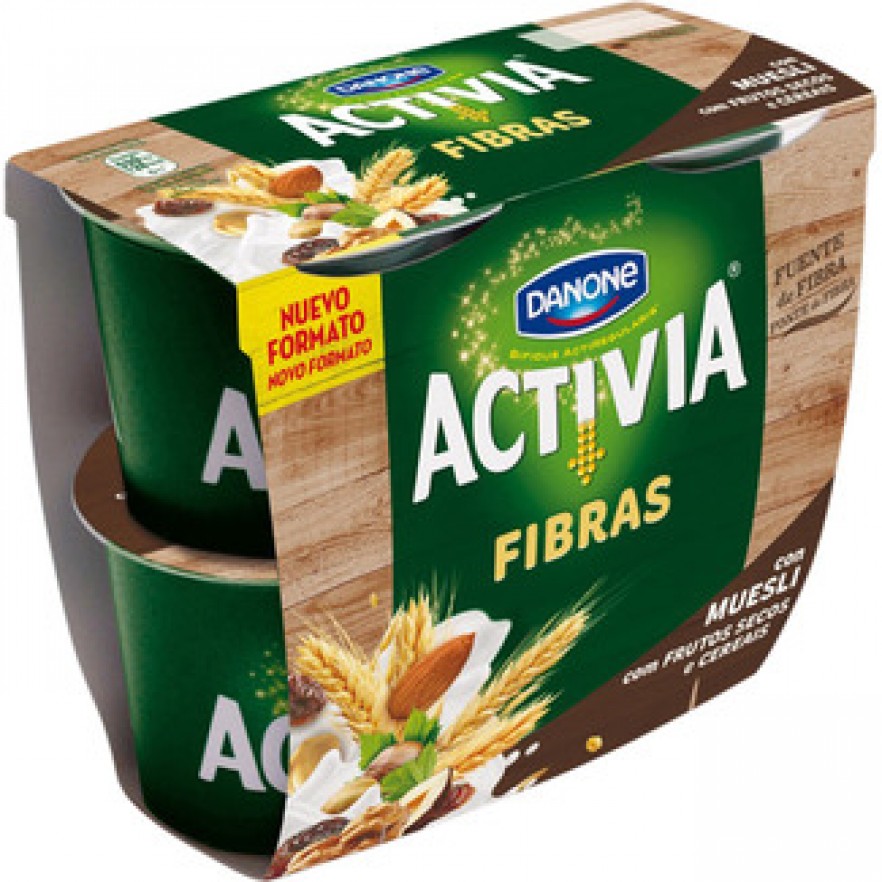 DANONE ACTIVIA FIBRAS yogur muesli,frutos secos y cereales pack 4